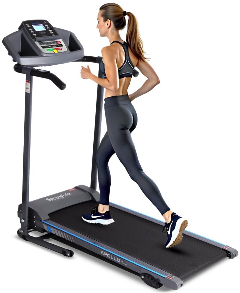 SereneLife SLFTRD18 Folding Treadmill – 0.6–6 MPH, 4-Level Manual Incline, Bluetooth App Sync, 39.3″×15.7″ Belt, Compact Digital Trainer - Image 4