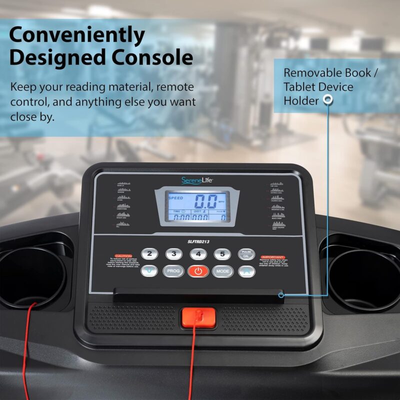 SereneLife SLFTRD18 Folding Treadmill – 0.6–6 MPH, 4-Level Manual Incline, Bluetooth App Sync, 39.3″×15.7″ Belt, Compact Digital Trainer - Image 24
