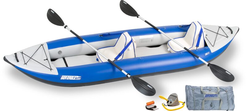 Sea Eagle 380X 12'6" Explorer Inflatable Kayak- Fishing, Touring, Camping, Exploring &White Watering-Self Bailing, Removable Skeg, Drop Stitch Floor