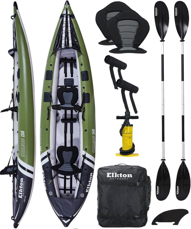 Elkton Outdoors Steelhead Inflatable Fishing Kayak Boat