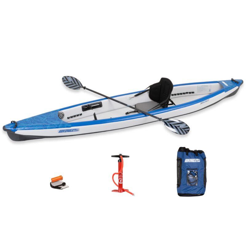 Sea Eagle RazorLite Inflatable Kayak - Lightweight, Drop Stitch, High Speed Touring Kayak - Solo or Tandem - Tall Back Seat(s), Paddle(s), Backpack, Skeg and Pump - Image 4
