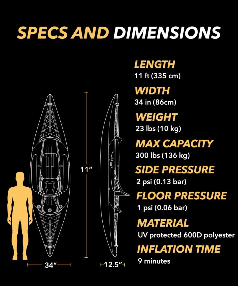 Driftsun Almanor Inflatable Kayak - Inflatable Touring Kayak - 1 & 2 Person Kayaks for Adults with EVA Padded Seats, High Back Support, Paddles, Pump - Image 14