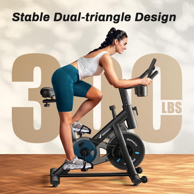 MERACH Stationary Exercise Bike – Quiet Belt-Drive Indoor Cycling with Bluetooth App, 300 lb Capacity, LED Monitor, Tablet Mount & Fitness Courses - Image 28