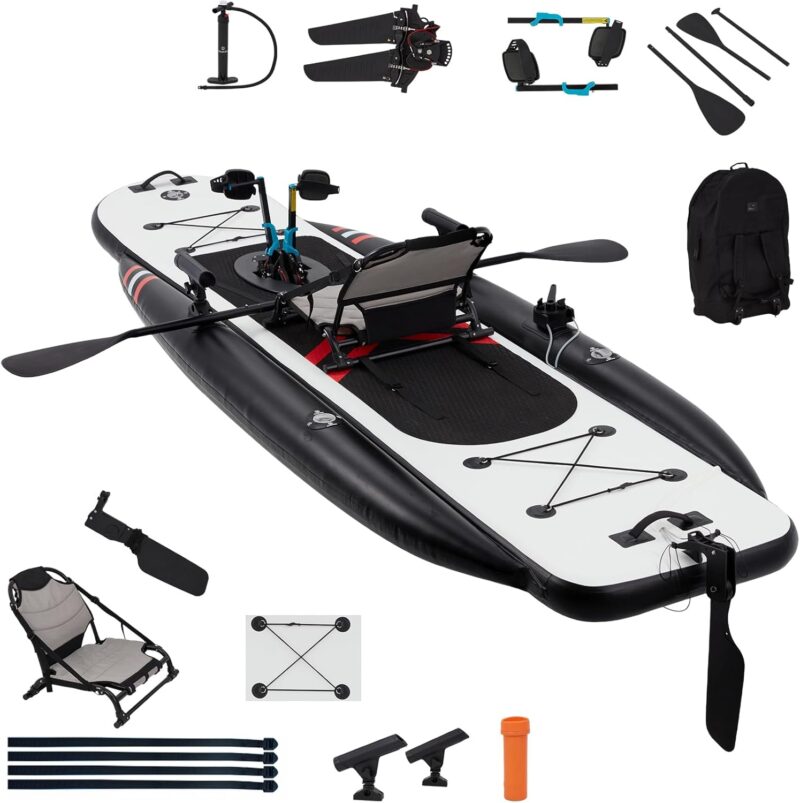 Inflatable Kayak with Pedal System, 12ft PVC Premium Fishing Kayak, Lightweight & Portable with Aluminum Seat, Rudder System, and Accessories Included - Image 2