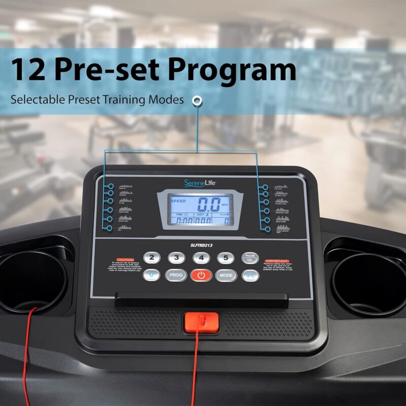 SereneLife SLFTRD18 Folding Treadmill – 0.6–6 MPH, 4-Level Manual Incline, Bluetooth App Sync, 39.3″×15.7″ Belt, Compact Digital Trainer - Image 27