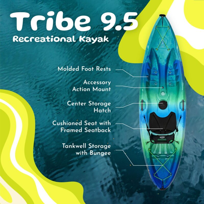 Perception Kayaks Tribe 9.5 | Sit on Top Kayak | Recreational Kayak | 9' 5" - Image 6