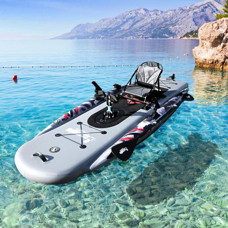 Inflatable Fishing Kayak for Adults - 1 Person, Pedal Drive, Folding, with Movable Seat, Hand Pump & Paddle & Oxford Bag, 410lbs Capacity - Image 6