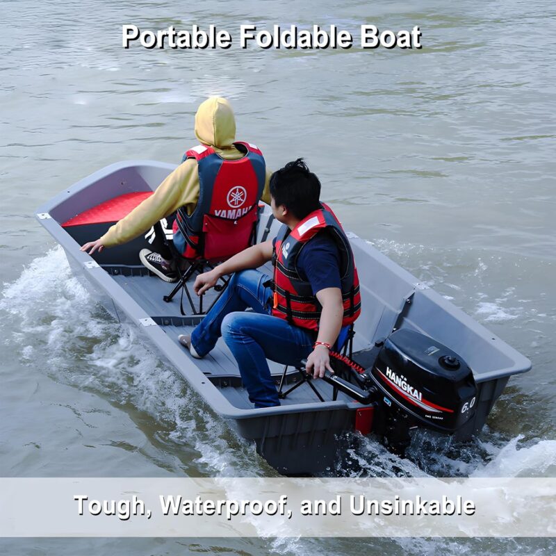 Folding Fishing Kayak - Portable Modular Fishing Boat for 1-2 Persons with Bow Air Compartment & Outboard Engine Hanging Plate - Durable, High Stability, Perfect for Kayak Fishing Adventures - Image 4