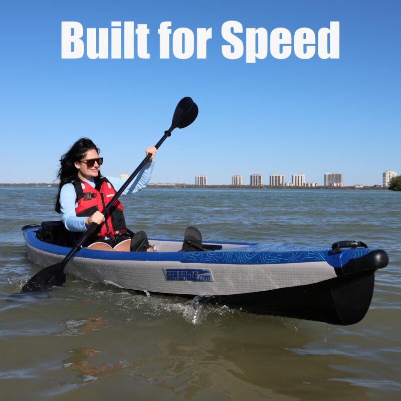Sea Eagle RazorLite Inflatable Kayak - Lightweight, Drop Stitch, High Speed Touring Kayak - Solo or Tandem - Tall Back Seat(s), Paddle(s), Backpack, Skeg and Pump - Image 33