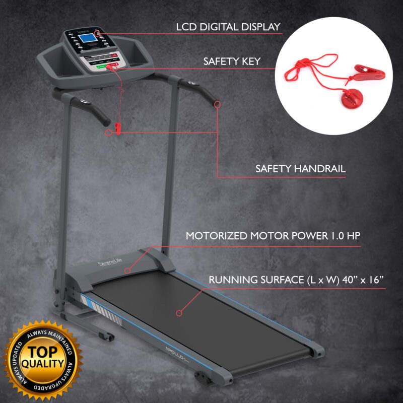 SereneLife SLFTRD18 Folding Treadmill – 0.6–6 MPH, 4-Level Manual Incline, Bluetooth App Sync, 39.3″×15.7″ Belt, Compact Digital Trainer - Image 29