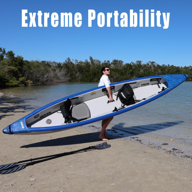 Sea Eagle RazorLite Inflatable Kayak - Lightweight, Drop Stitch, High Speed Touring Kayak - Solo or Tandem - Tall Back Seat(s), Paddle(s), Backpack, Skeg and Pump - Image 26