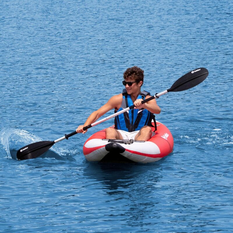 Solstice Flare 1 Person Inflatable Fishing Kayak Boat for Adults & Kids 9'6'' X 35'' | Incl. Adjustible Bucket Seat, Bungee Storage, Skeg, Pump & Bag | Heavy Duty Dropstitch & PVC Material - Image 3